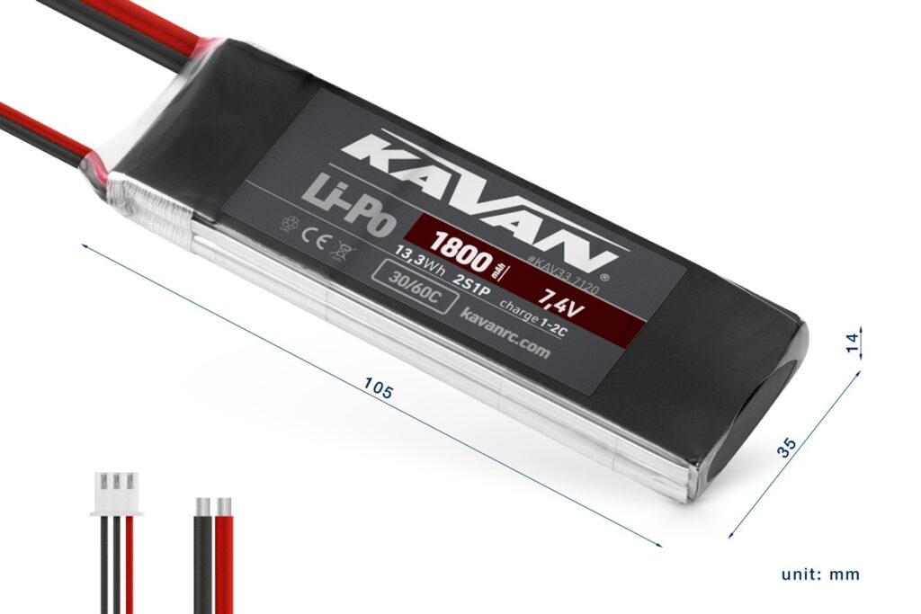 KAVAN LiPo baterija 2S 7,4 V 1800 mAh 30/60C/7120