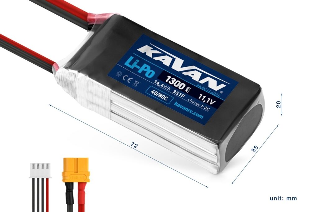KAVAN LiPo 11,1 V 1300 mAh 40/80C – visokozmogljiva baterija/6005