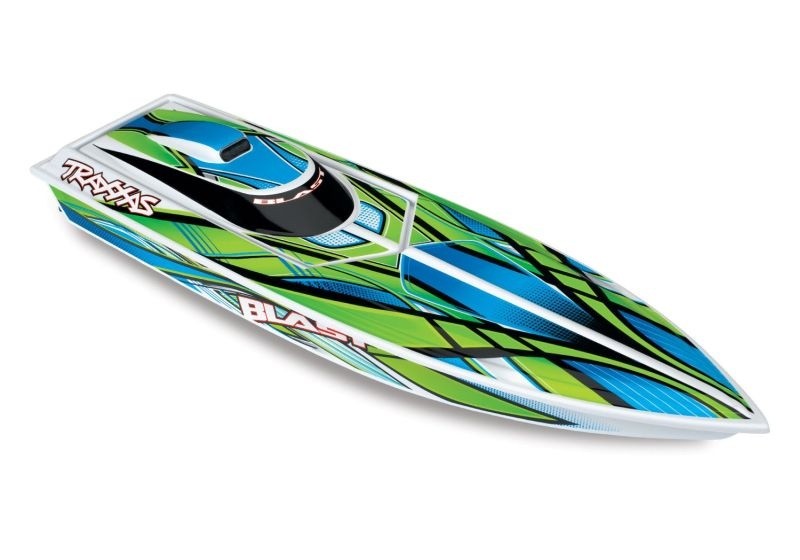 Traxxas BLAST belo/zelen 23-palčni RC tekmovalni čoln – Brushed, z baterijo in USB-C polnilnikom/38104-8